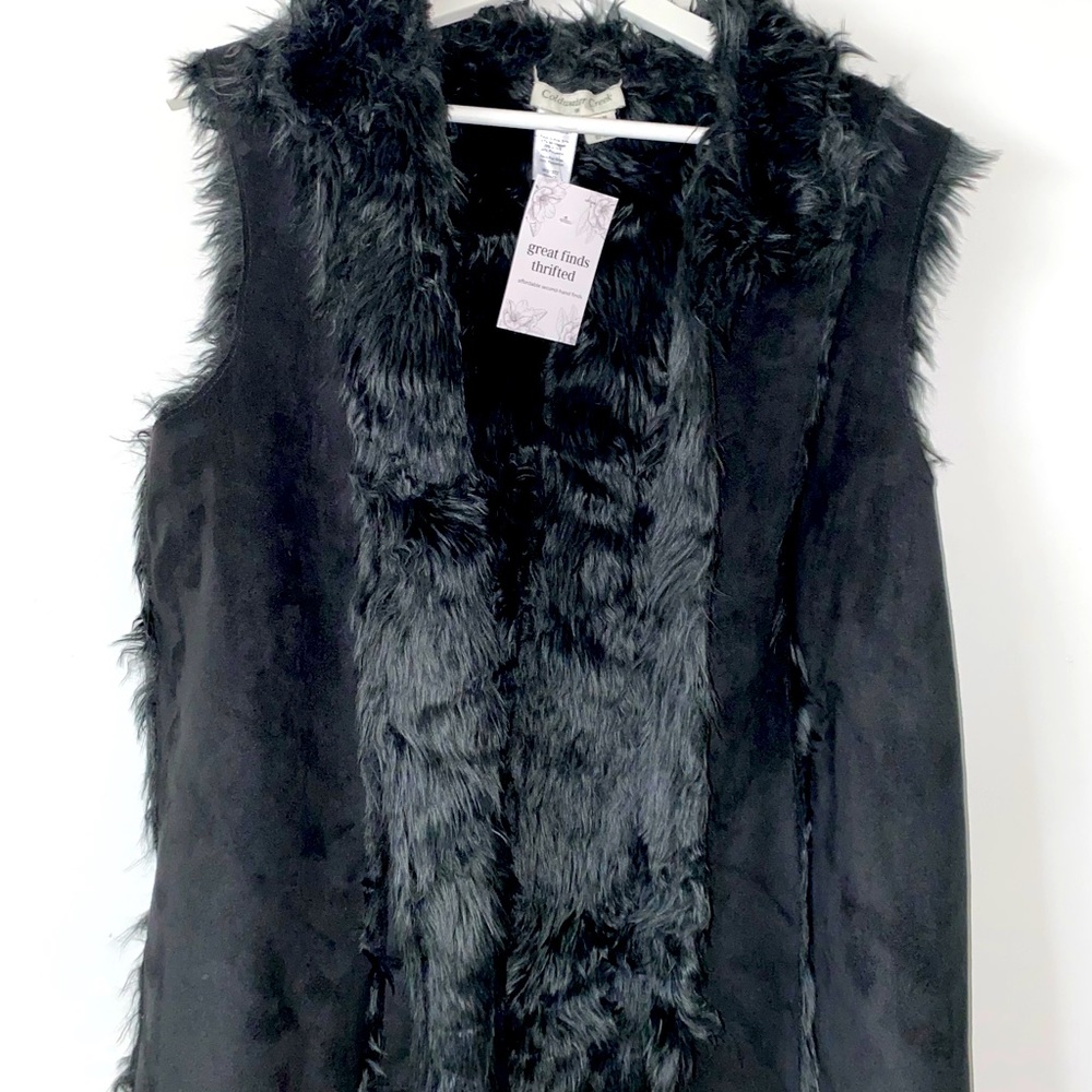 charcoal furry vest